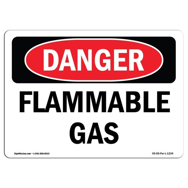 Signmission OSHA Danger Sign, 12" Height, 18" Width, Rigid Plastic, Flammable Gas, Landscape, 1218-L-1234 OS-DS-P-1218-L-1234